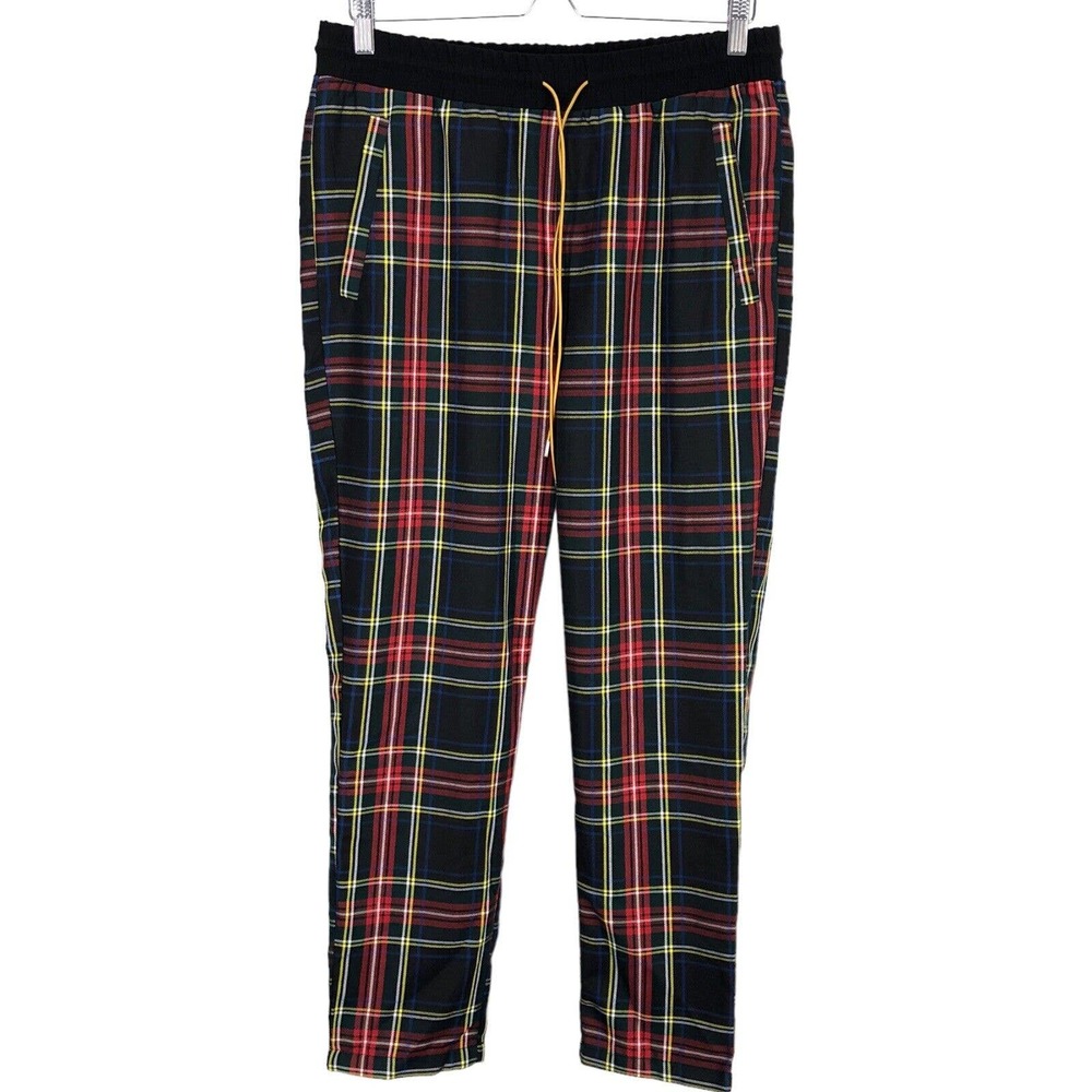 Forever 21 Mens Large Plaid Ankle Pants Pull On Preppy Academia Rockabilly Mod